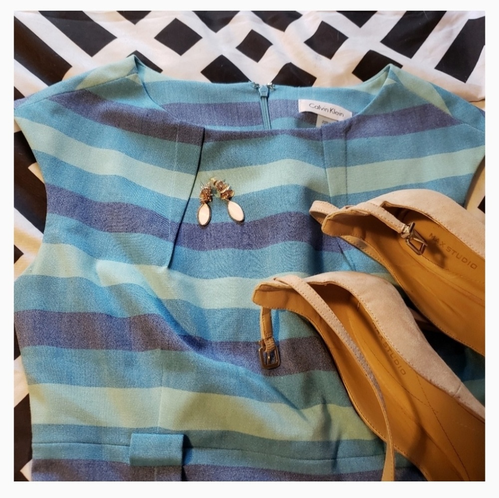 🎉🎉HP🎉🎉 Calvin Klein Sheath Striped Dress - Picture 4 of 6